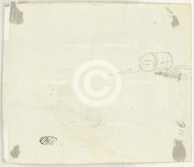 Sketches of a Barrel and Other Objects, n.d. Creator: Pierre Antoine Mongin.