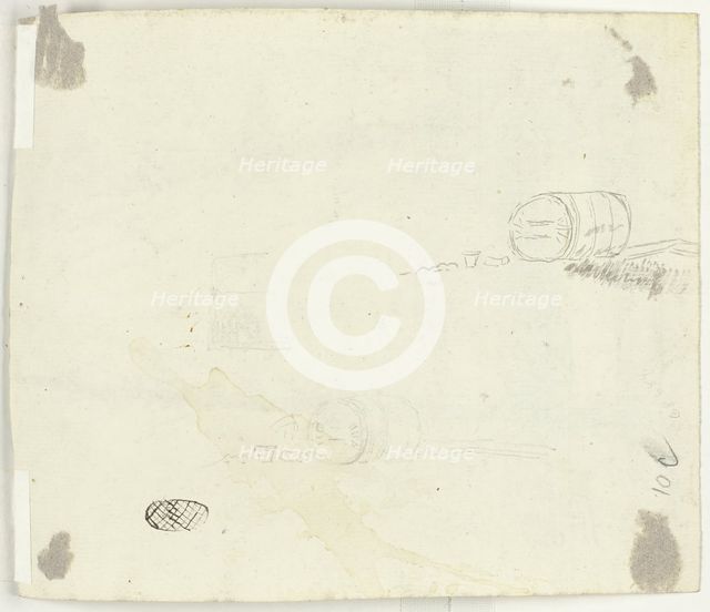 Sketches of a Barrel and Other Objects, n.d. Creator: Pierre Antoine Mongin.