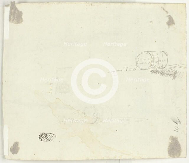 Sketches of a Barrel and Other Objects, n.d. Creator: Pierre Antoine Mongin.
