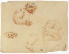 Sketches of a Child: Half-Length, Torso, Foot, Hand, 1700/1799. Creator: Unknown