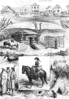Sketches of a new settlement in Minnesota, 1880. Creator: Unknown