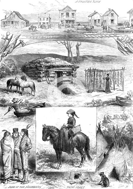 Sketches of a new settlement in Minnesota, 1880. Creator: Unknown.