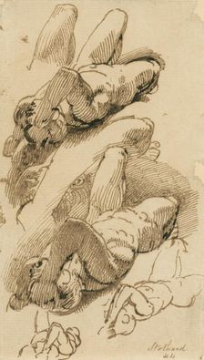 Sketches of a reclining male nude, (c1800?). Creator: Thomas Stothard