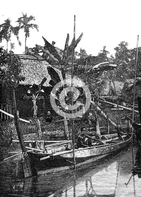 Sketches of Annam, Cochin China: river scene, 1883. Creator: Kemp.