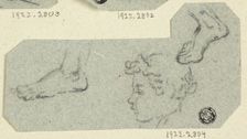 Sketches of Boy's Head in Profile, Feet, n.d. Creator: Unknown