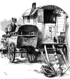 Sketches of gipsy life round London - knife-grinder, Hackney Wick, 1880. Creator: Unknown