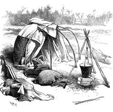 Sketches of gipsy life round London - tent at Hackney, 1880. Creator: Unknown