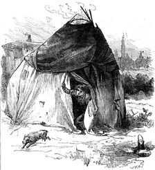 Sketches of gipsy life round London - tent at Hackney, 1880. Creator: Unknown