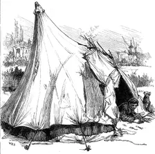 Sketches of gipsy life round London - tent at Hackney Wick, 1880. Creator: Unknown