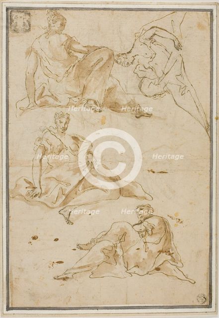 Sketches of Four Draped Female Figures (for Pendentives), n.d.
