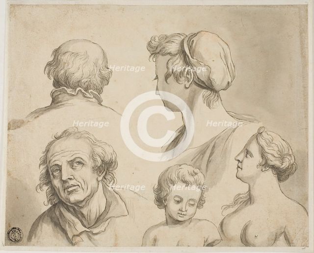 Sketches of Five Busts, n.d. Creator: Gerard de Lairesse.
