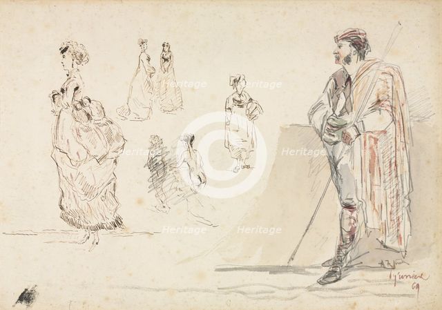 Sketches of Figures, 1869. Creator: Alphonse Marie Adolphe de Neuville (French, 1835-1885).