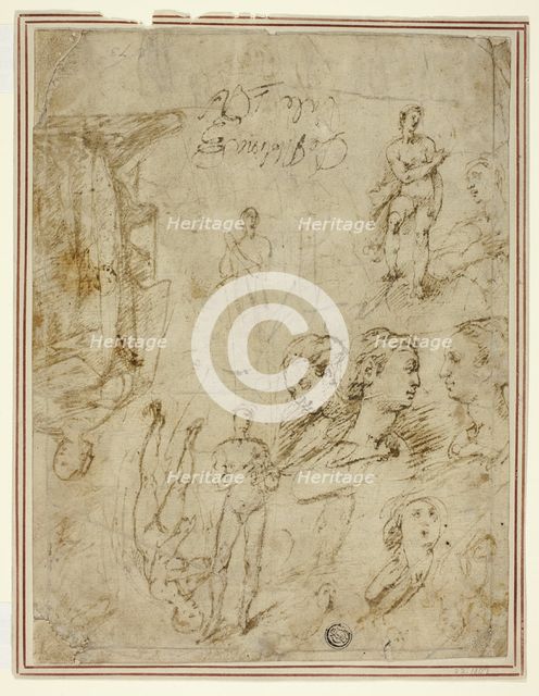 Sketches of Figures and Heads, n.d. Creator: Pieter Molijn.