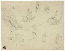 Sketches of Figures, Sleds at Bambarg, n.d. Creator: Samuel Prout