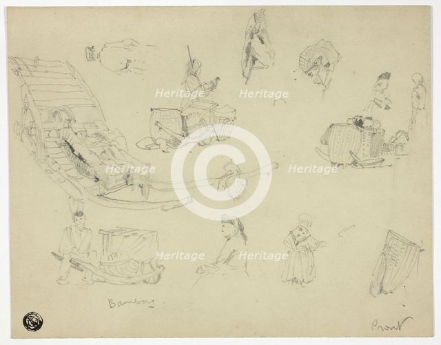 Sketches of Figures, Sleds at Bambarg, n.d. Creator: Samuel Prout.