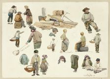 Sketches of Fishermen and Children at Hastings, 1866. Creator: Unknown