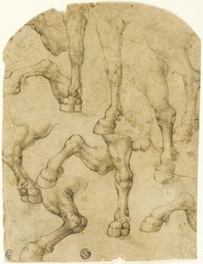 Sketches of Horses (or Dromedaries') Legs (recto), c. 1530. Creator: Unknown