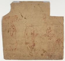 Sketches of Horses and Riders (recto); Sketches of Horses (verso), 17th century. Creator: Unknown