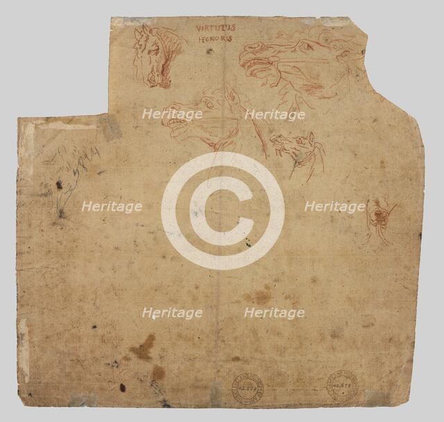 Sketches of Horses (verso), 17th century. Creator: Unknown.