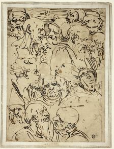 Sketches of Heads, c. 1565. Creator: Unknown