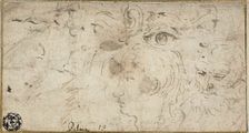 Sketches of Heads, Eyes, Ear, and Mouth, 1600/11. Creator: Jacopo Palma