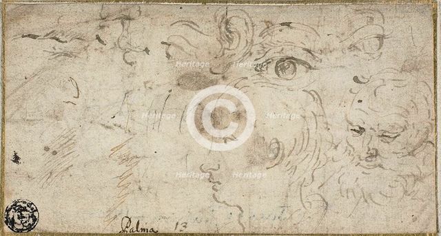 Sketches of Heads, Eyes, Ear, and Mouth, 1600/11. Creator: Jacopo Palma.