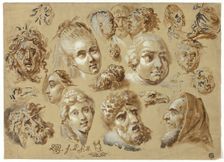 Sketches of Heads, n.d. Creator: Unknown