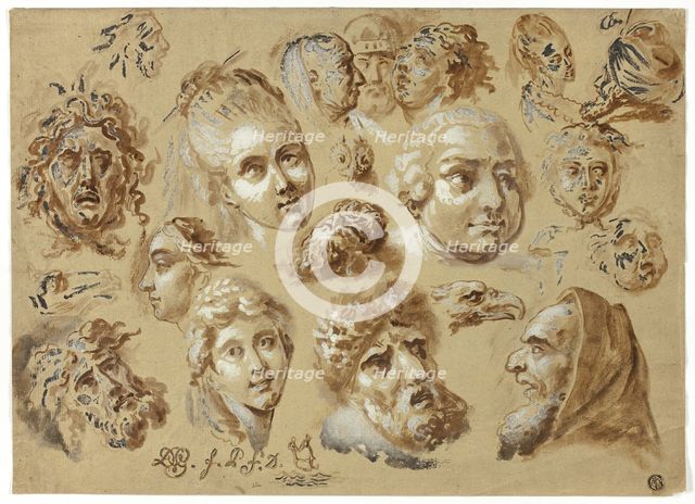 Sketches of Heads, n.d. Creator: Unknown.