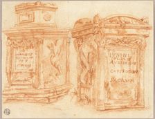 Sketches of Inscribed Bases of Roman Columns, n.d. Creator: Nicolas Poussin