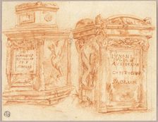 Sketches of Inscribed Bases of Roman Columns, n.d. Creator: Nicolas Poussin