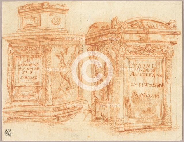 Sketches of Inscribed Bases of Roman Columns, n.d. Creator: Nicolas Poussin.