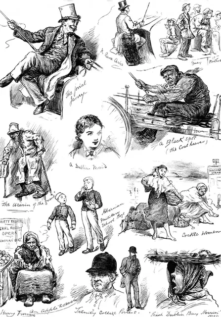 Sketches of Irish character in Dublin, 1881. Creator: Joseph Swain.