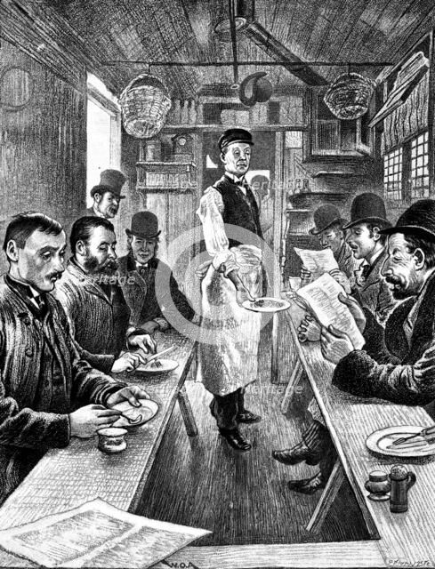 Sketches of London Cabs and Cabmen: interior of a cabmen’s shelter, 1890. Creator: P Naumann.