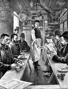 Sketches of London Cabs and Cabmen: interior of a cabmen’s shelter, 1890. Creator: P Naumann