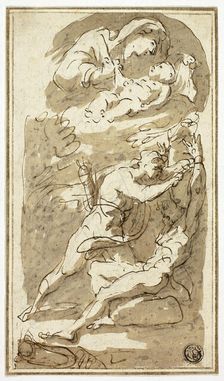 Sketches of Madonna and Child, Flaying of Marsyas, n.d. Creator: Style of Gaspare Diziani Italian, 1689-1767