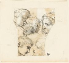 Sketches of Male Heads (recto); Two Old Women (verso), n.d. Creator: Thomas Patch