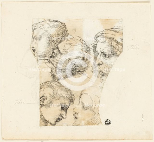 Sketches of Male Heads (recto); Two Old Women (verso), n.d. Creator: Thomas Patch.