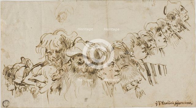 Sketches of Male Heads (recto), n.d. Creator: Giovanni Battista Tiepolo.