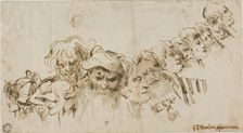 Sketches of Male Heads (recto), n.d. Creator: Giovanni Battista Tiepolo