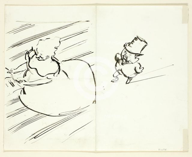 Sketches of Man and Woman Seen from Above, n.d. Creator: Philip William May.