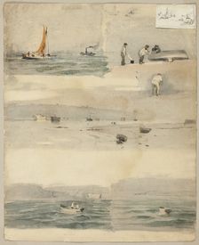 Sketches of Marine Scenes (recto); Two Sketches: Beside Stormy Coast, Cloudy Seascape, 1852/83... Creator: Edouard Manet