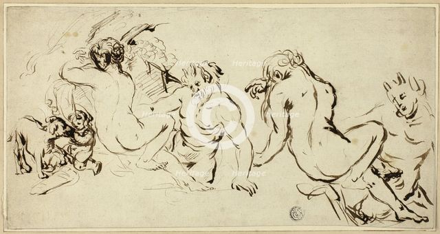 Sketches of Nymph, Satyr and Putto, n.d. Creator: John Vanderbank.