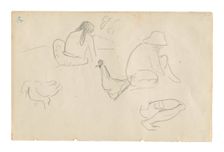 Sketches of Seated Figures and Chickens (recto), Nude Female Torso (related to the pain..., 1891/93. Creator: Paul Gauguin