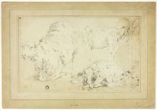 Sketches of Sheep and Goat, 18th century. Creator: Unknown