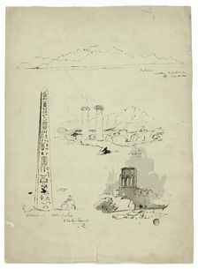 Sketches of Patmos, Sardis, Obelisk of Heliopolis, n.d. Creator: Unknown