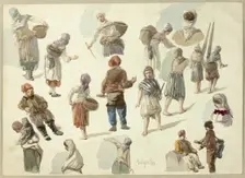 Sketches of Peasants in Boulogne, 1868. Creator: Unknown
