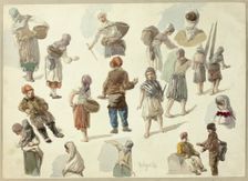 Sketches of Peasants in Boulogne, 1868. Creator: Unknown