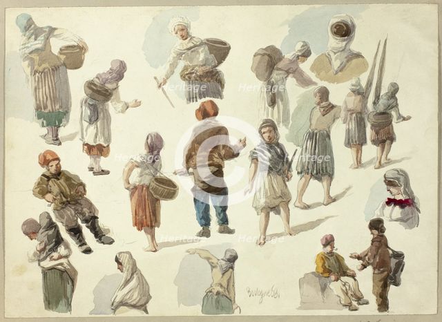 Sketches of Peasants in Boulogne, 1868. Creator: Unknown.