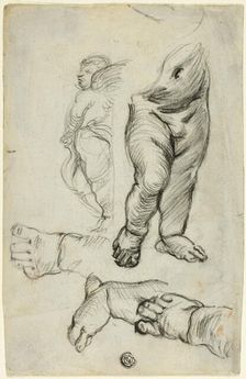 Sketches of Putti (recto); Study for Ornament (verso), 1837/75 (recto); n.d. (verso). Creator: Alfred George Stevens