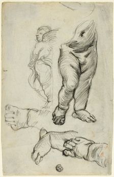 Sketches of Putti (recto); Study for Ornament (verso), 1837/75 (recto); n.d. (verso). Creator: Alfred George Stevens